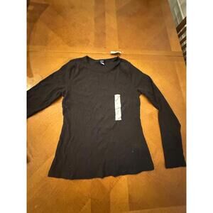 Old Navy Black Long Sleeve Ribbed Plush Tee, Size Large